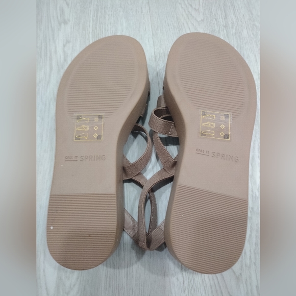 Beige Wedge Sandals size 6.5 - Picture 7 of 8